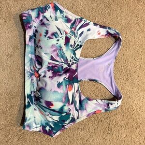 TecGear Abstract Watercolor Sports Bra in Teal & Purple